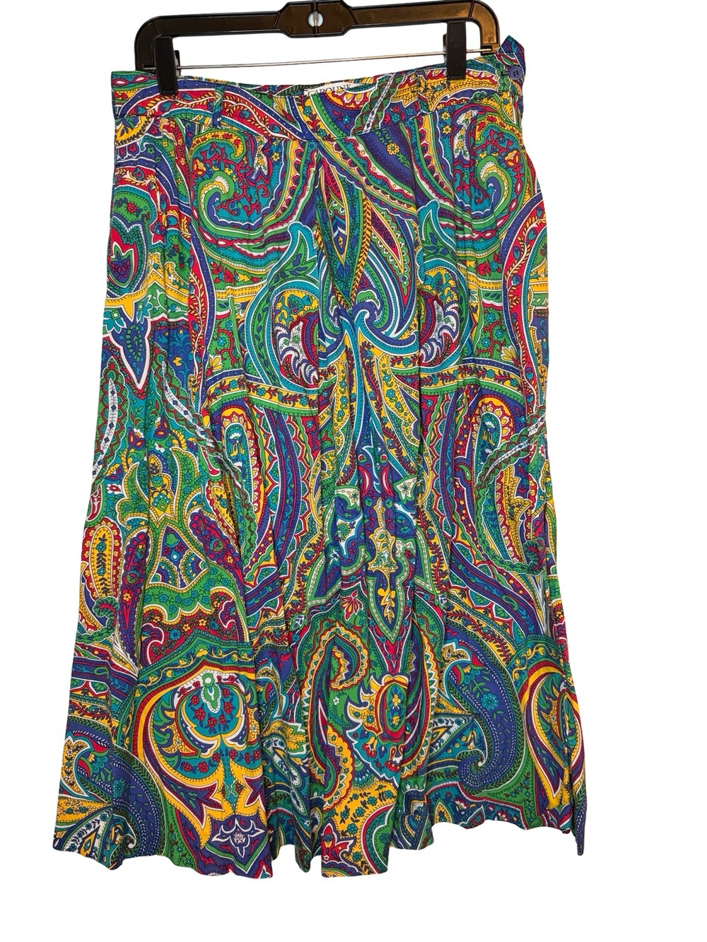Caroline Rohmer Paris Vintage Paisley Midi Skirt Multicolor Cotton Boho Small - Picture 2 of 5